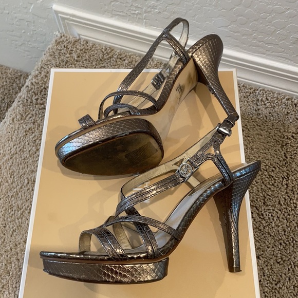 Michael Kors Cicely Sandal Heels Metallic Leather - Picture 4 of 10